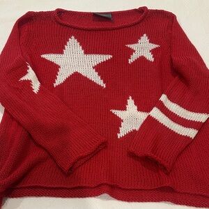 Wooden Ships Red and White Star Sweater